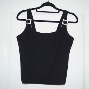 & Other Stories Black Tank Top with Embellished Straps